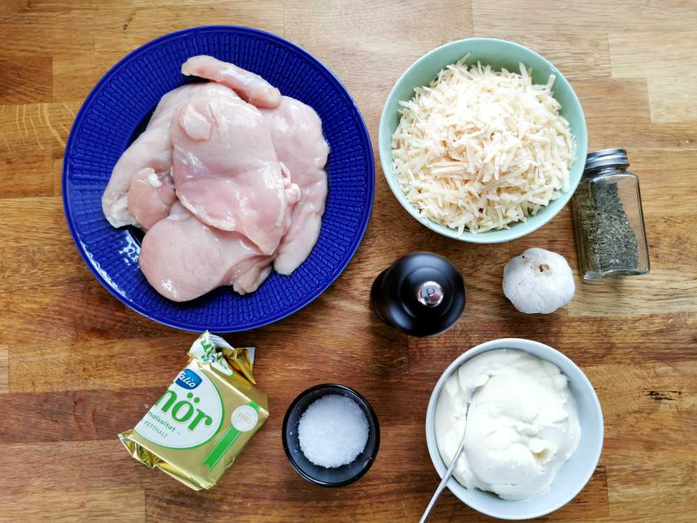 Parmesankyckling 8 Alla ingredienser i samma bild för denna parmesankyckling
