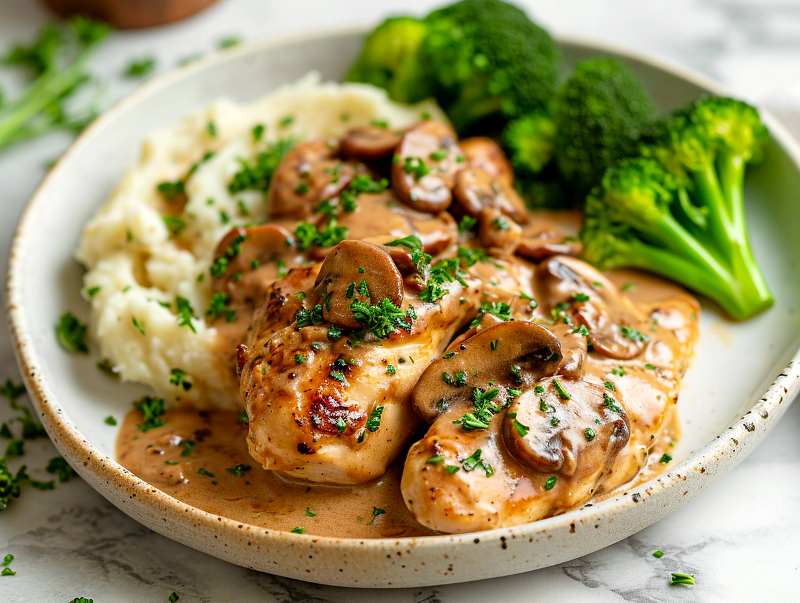Kyckling i krämig balsamvinägersås med champinjoner och lök 3 Kyckling i krämig balsamvinägersås med champinjoner och lök | LCHF-arkivet