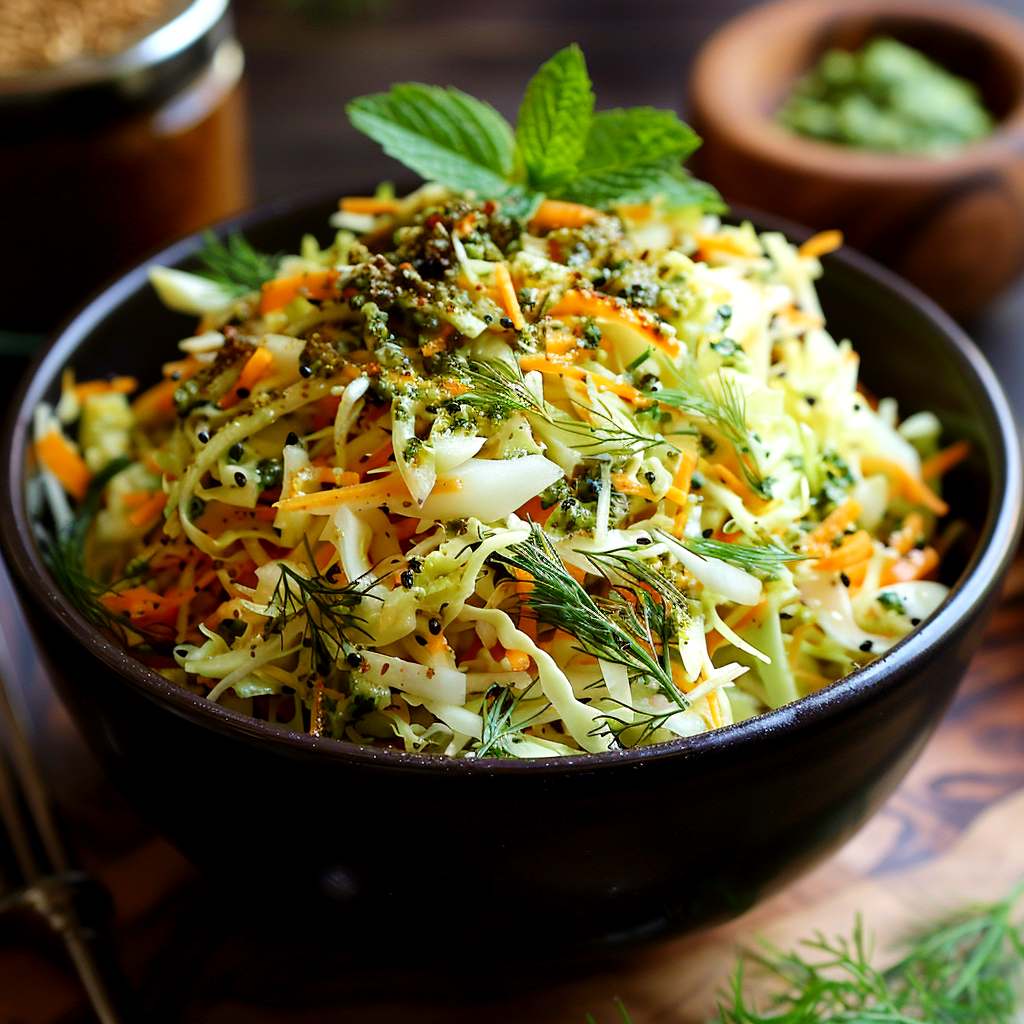 Pestokryddad råkostsallad Pestokryddad råkostsallad