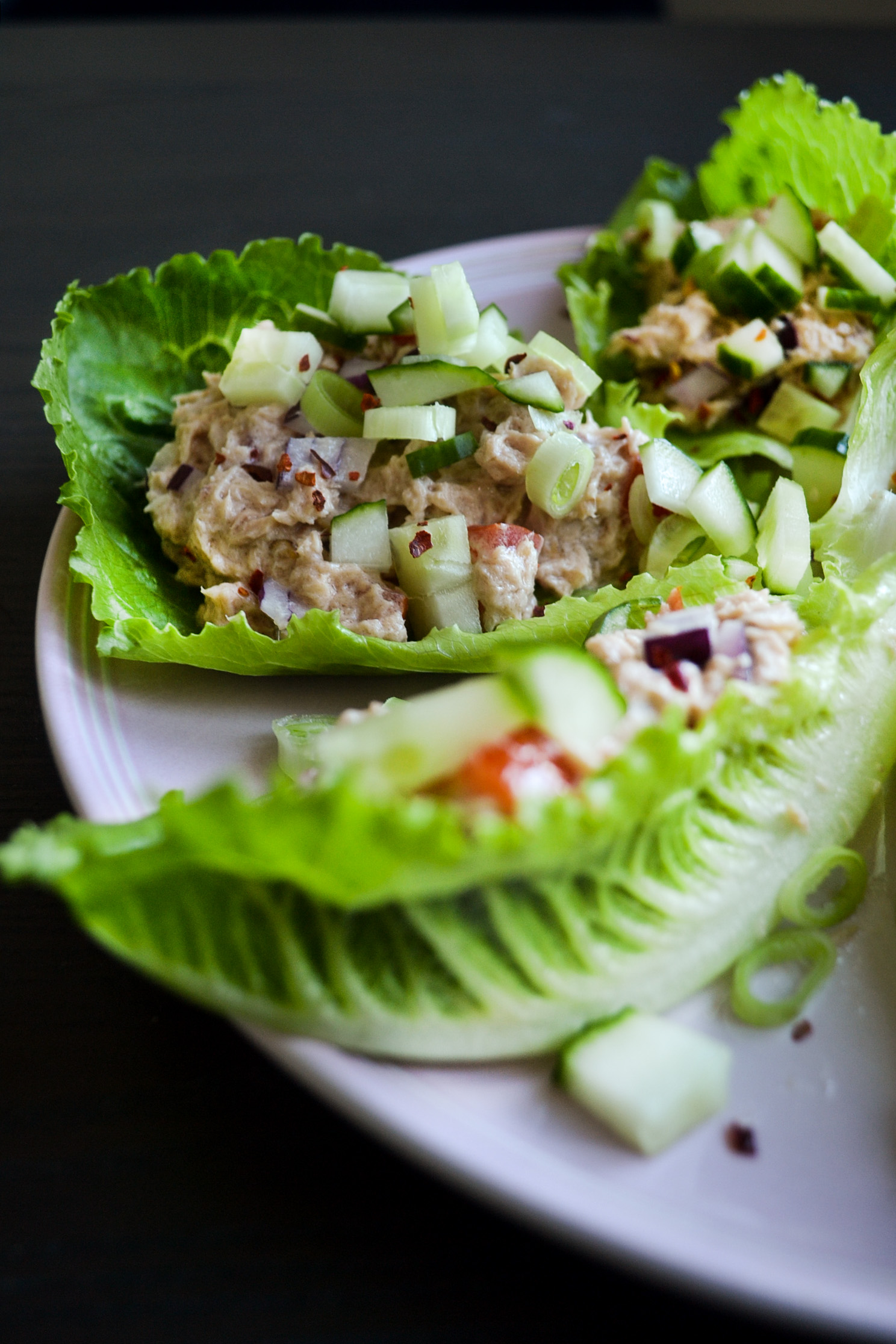 Spicy tuna i salladsblad Spicy tuna i salladsblad