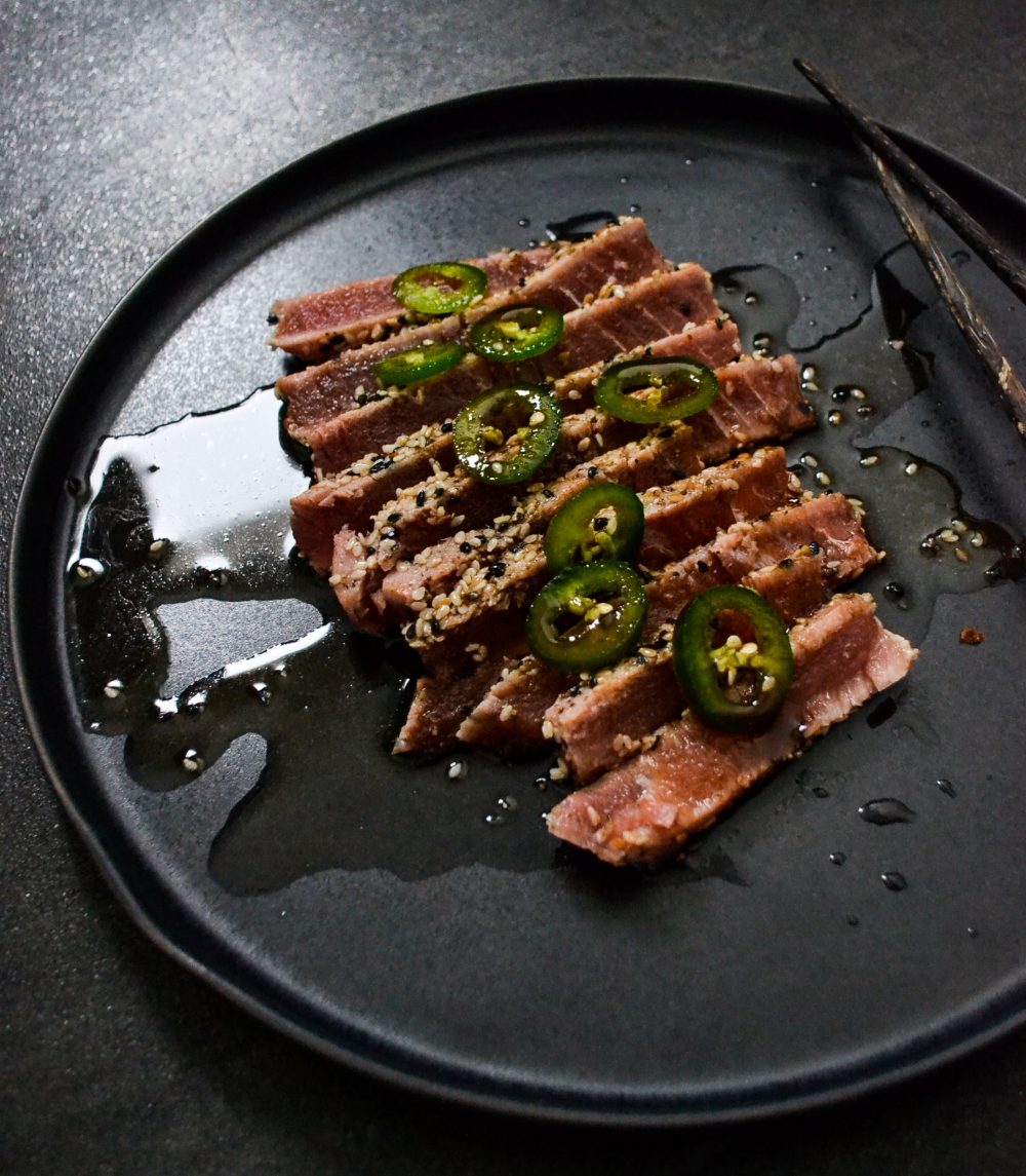 Halstrad tonfisk med sojasås Halstrad tonfisk med sojasås