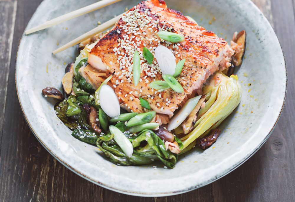 Teriyakilax med pak choi Teriyakilax med pak choi