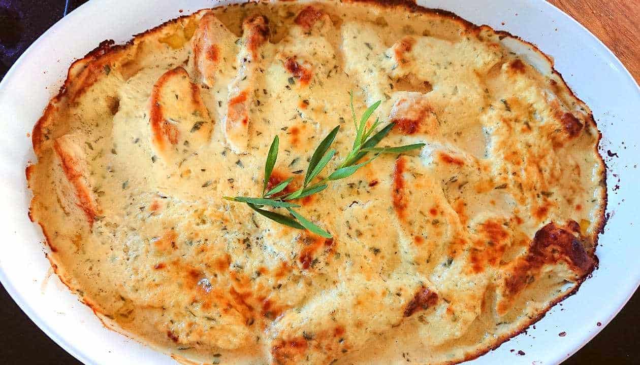 Kycklinggratäng med smak av dragon och senap Kycklinggratäng med smak av dragon och senap