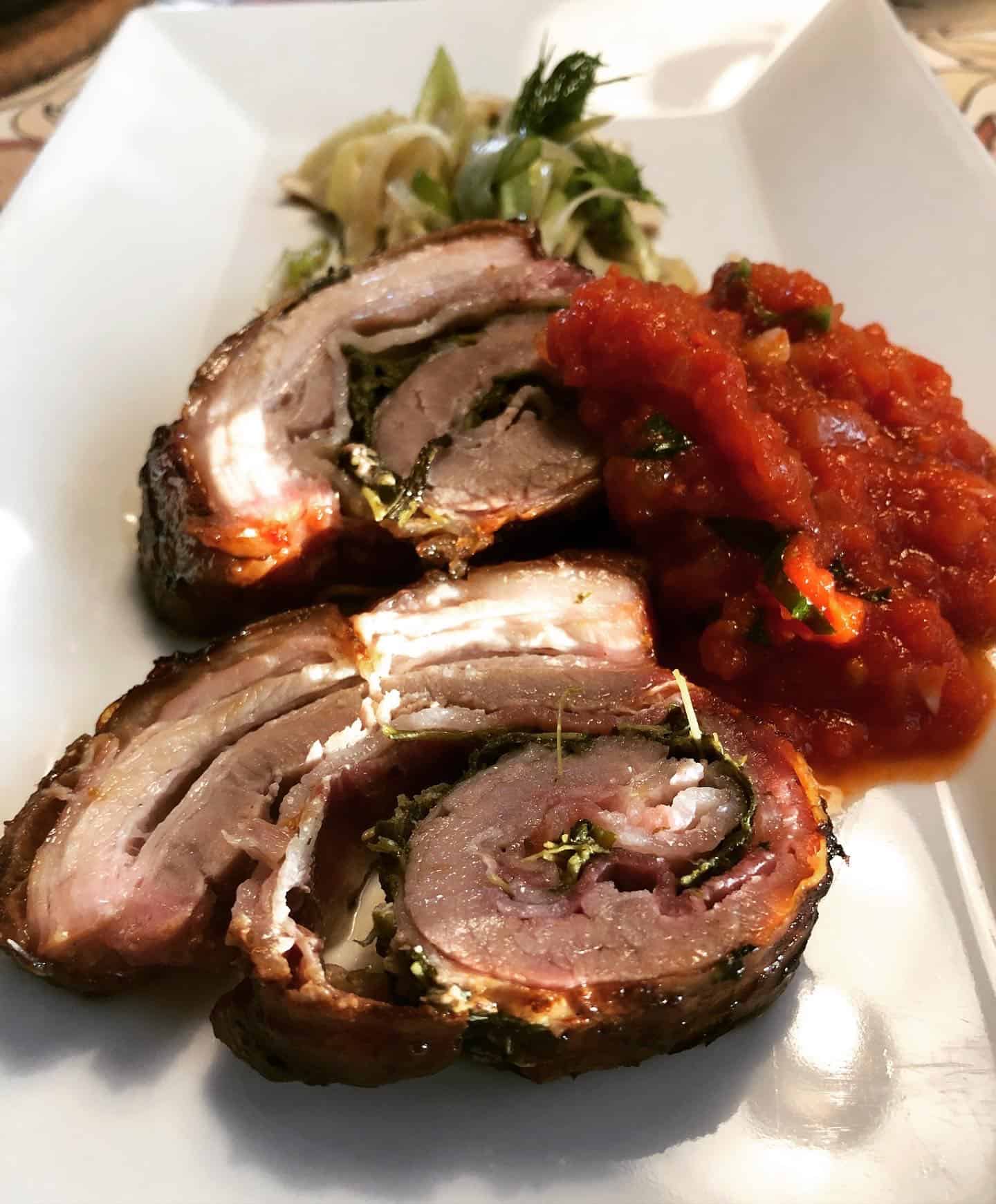 Grillad porchetta (italiensk fläskrulle)